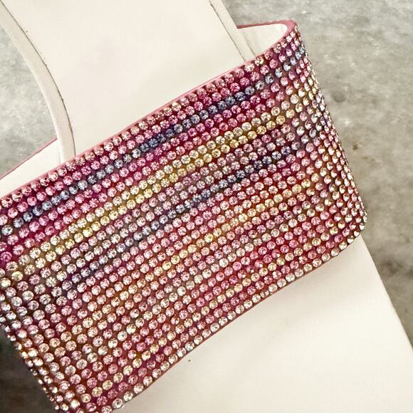 By Far Dylan Crystal Embellished Leather Sandals Square Toe Size 8 - Picture 6 of 14